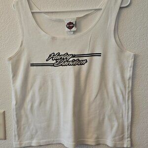 Harley Davidson White Tank Top Women's Sz XL Glitter Logo - St Pete Beach FL